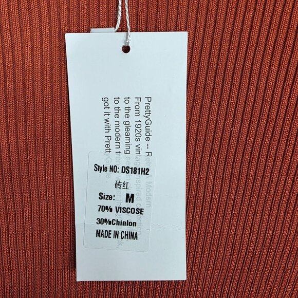 Womens Pretty Guide Rust Orange Ribbed Knit Bodycon Midi Dress Long Sleeve M - Picture 4 of 10